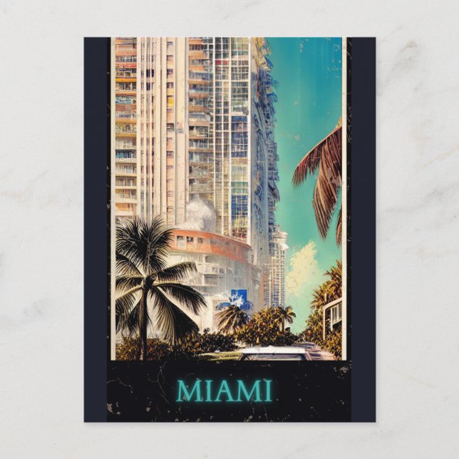 Miami vintage poster  vykort (Framsida)