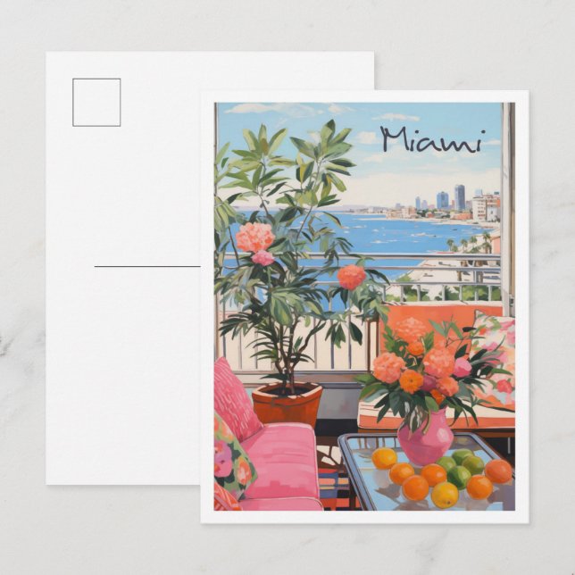 Miami Vintage Resa Konst Vykort (Fram/baksida)