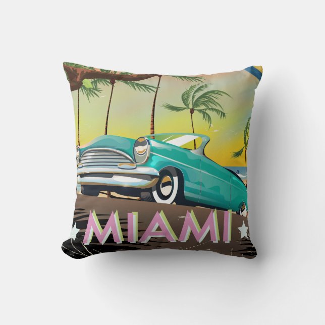 Miami vintage retro Resa tryck Kudde (Framsida)