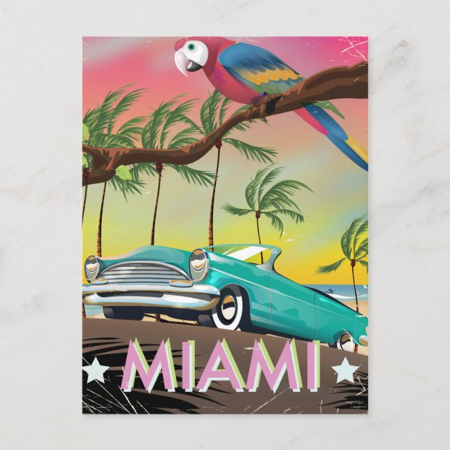 Miami vintage retro reseskiss vykort (Framsida)