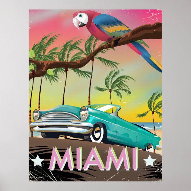 Miami vintage retro reseutskrift poster (Framsidan)