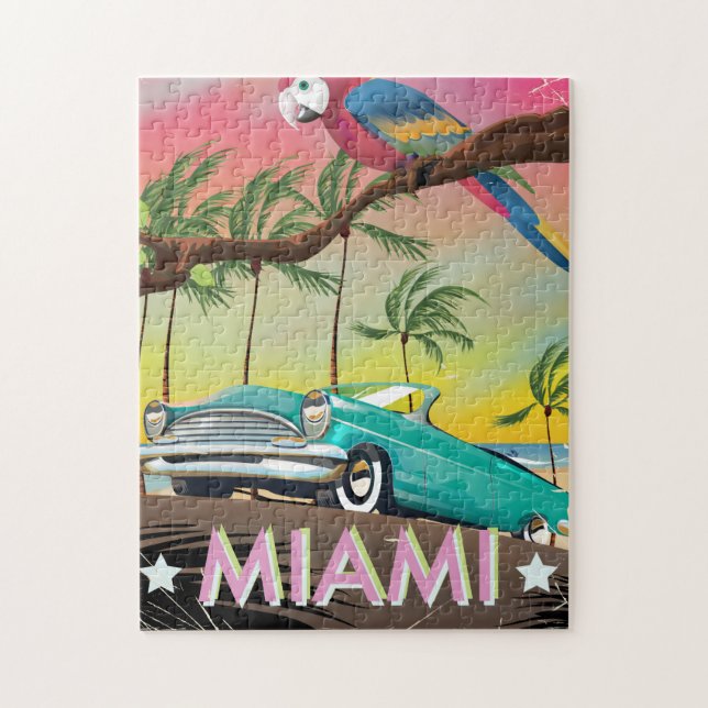 Miami vintage retro reseutskrift pussel (Vertikal)