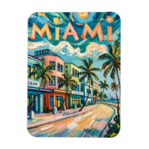 Miamis Ocean Drive Travel Art i Van Goghs Stil