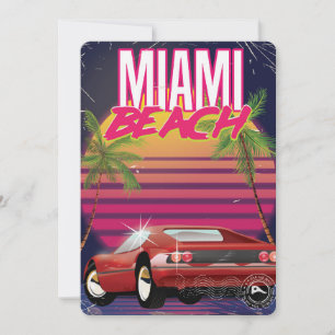 miamstrand, florida 80-talet vintage resor poster inbjudningar