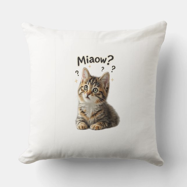 Miaow? | Rolig kattkudde för kattälskare Kudde (Framsida)
