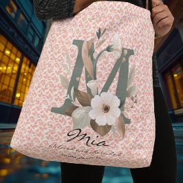 Mias blomstrande grace - Boho blomster monogram Axelväska
