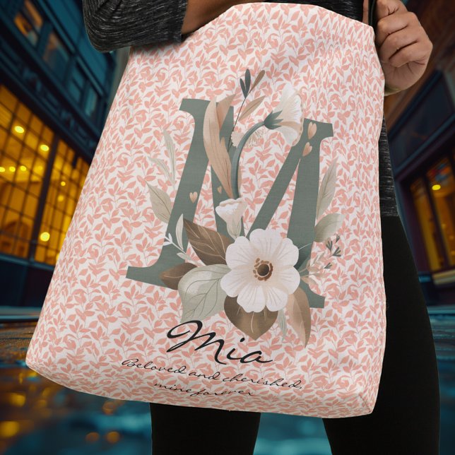 Mias blomstrande grace - Boho blomster monogram Axelväska (Skapare uppladdad)