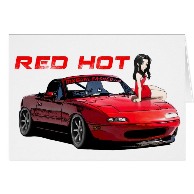 Miata MX-5 Red Hett Hälsningskort (Framsidan Horizontal)