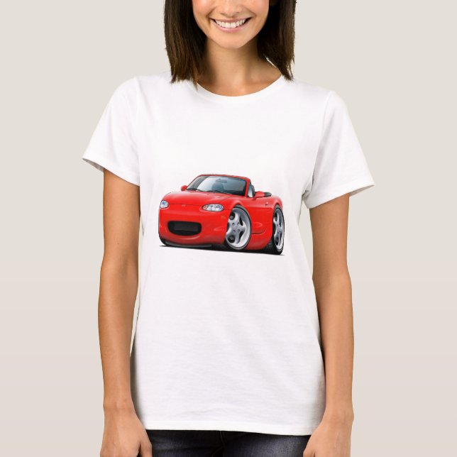 Miata röd bil 1999-05 t-shirt (Framsida)