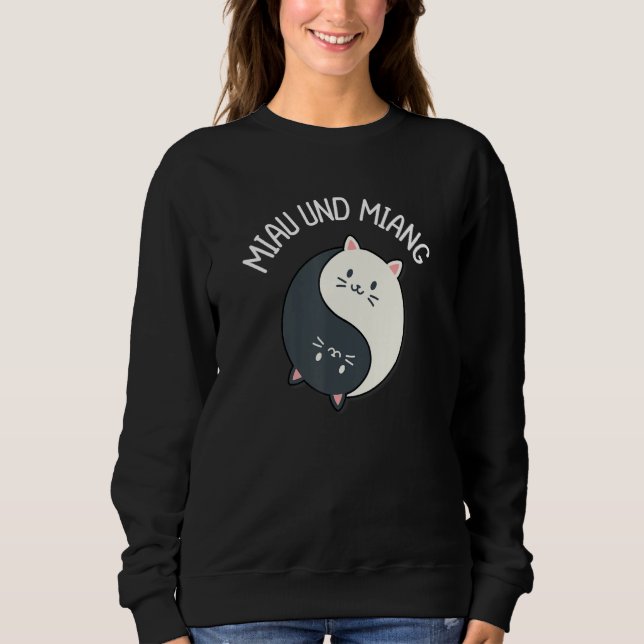 Miau and Miang Yin and Yang Cats T Shirt (Framsida)