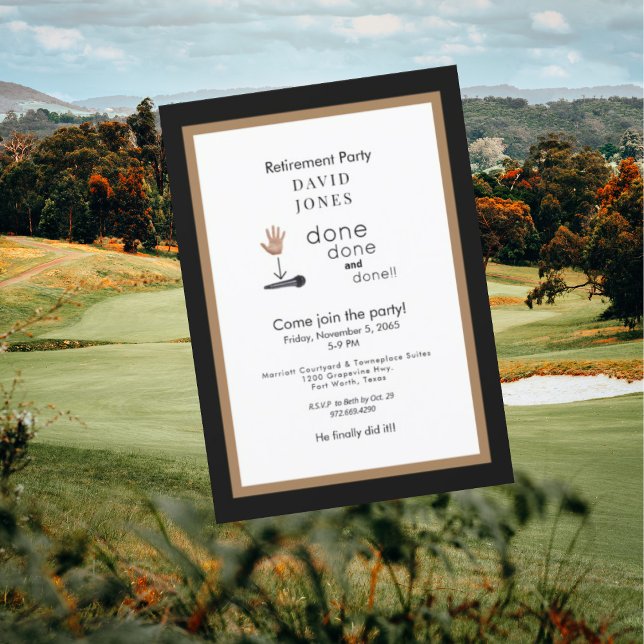 Mic Drop Black och Guld Pension Party Inbjudan (Skapare uppladdad)