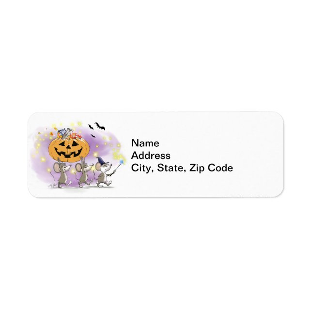 Mic, Mac & Moes Happy halloween Returadress Etikett (Framsidan)