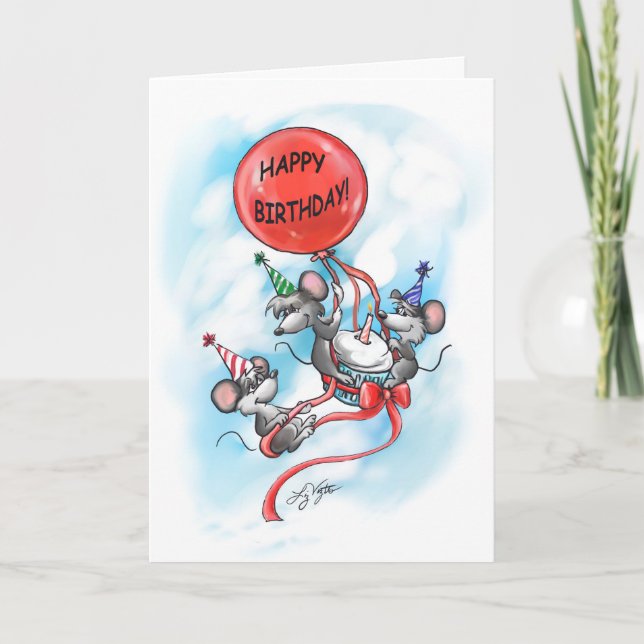 Mic, Mac och Moes Grattis på födelsedagen Firande Kort (Framsida)