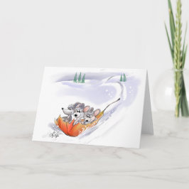 Mic, Mac och Moes liggande vinterkort för Helgdag Helgkort