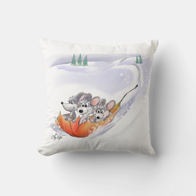 Mic, Mac och Moes vinter-Helgdag Kudde (Framsida)