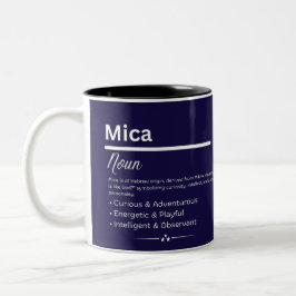 Mica, Girl Personalized Name Definition Mug Två-Tonad Mugg