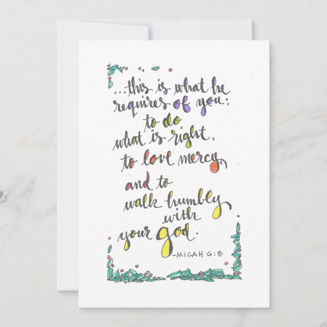 MICAH 6:8 ANTECKNINGSKORT (Framsida)