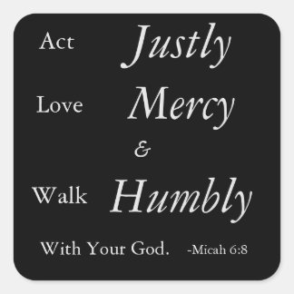 Micah 6:8 Bible Verse Sticker Fyrkantigt Klistermärke