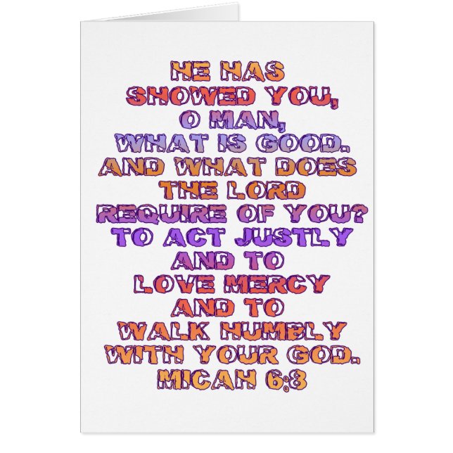 Micah 6:8 hälsningskort (Framsidan)
