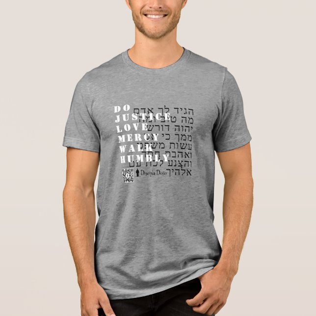 Micah 6:8 Hebrew QR-skjorta T Shirt (Framsida)