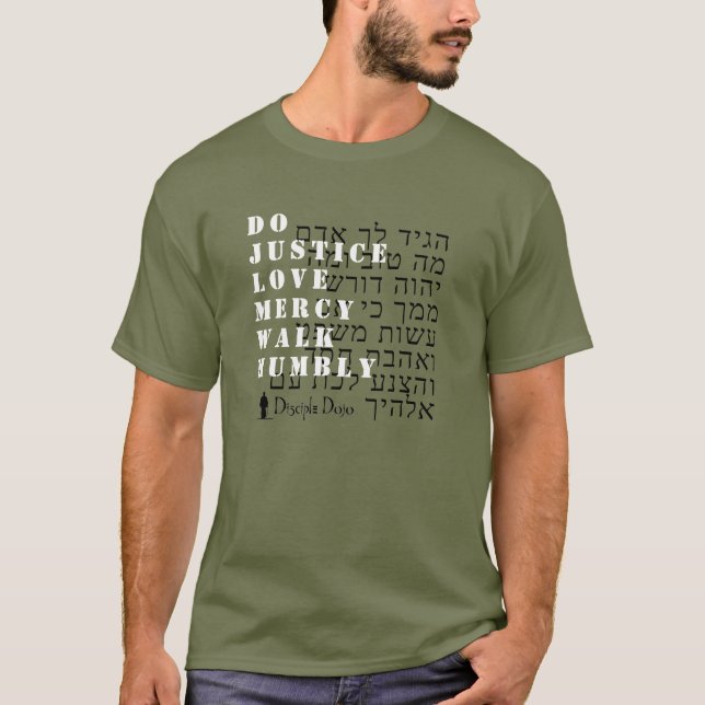 Micah 6:8 Hebrew T Shirt (Framsida)