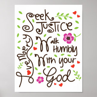 Micah 6 8 Seek Justice Kärlek Mercy Walk Humly Poster