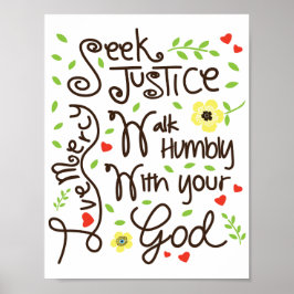 Micah 6 8 Seek Justice Kärlek Mercy Walk Humly Poster