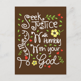 Micah 6 8 Seek Justice Kärlek Mercy Walk Humly Vykort