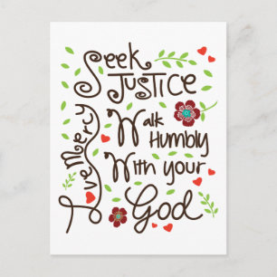 Micah 6 8 Seek Justice Kärlek Mercy Walk Humly Vykort