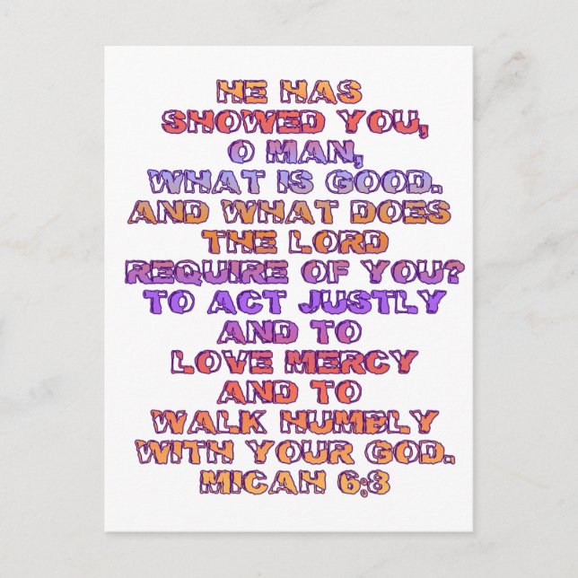 Micah 6:8 vykort (Framsida)