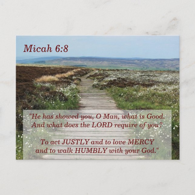 Micah 6:8 Walk Humbly Bible Verse Vykort (Framsida)
