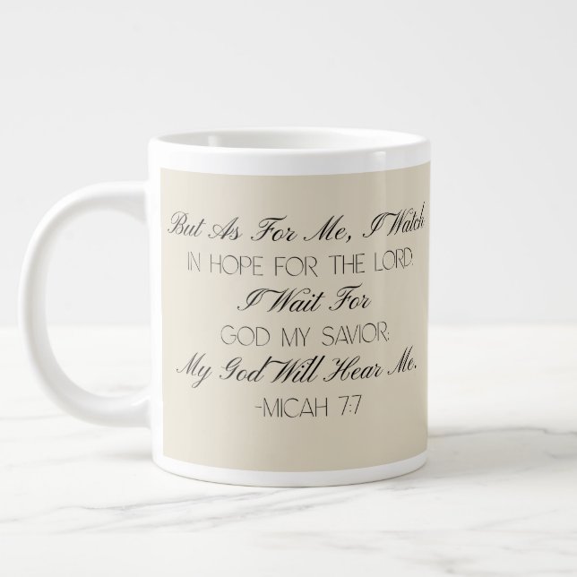Micah 7:7 Hope Bible Verse Mug  Jumbo Mugg (Vänster)