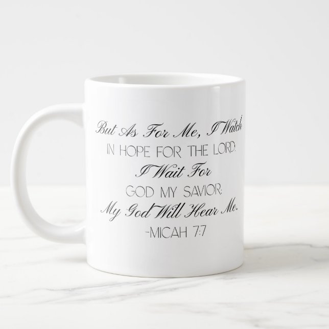 Micah 7:7 Hope Bible Verse Mug  Jumbo Mugg (Vänster)