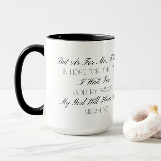 Micah 7:7 Hopp Bibelvers Mugg (Med munk)