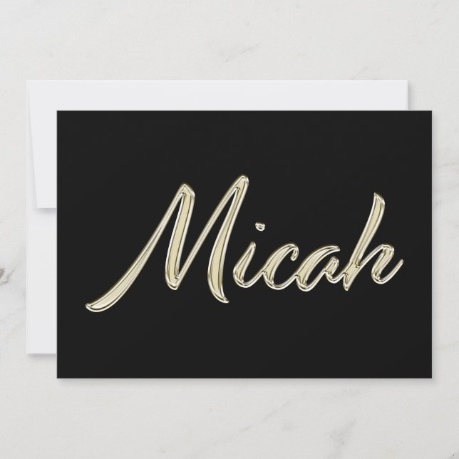 Micah Name white gold Handwriting Karte Kort (Framsida)