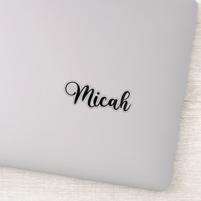 Micah Namn - Handskriven calligrafi Klistermärken (Detalj)