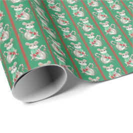 Mice and Candy Canes Wrapping Paper Presentpapper