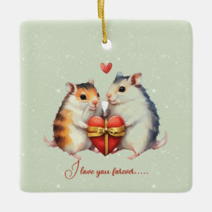 Mice Couple I Kärlek You Forever Valentine Julgransprydnad Keramik