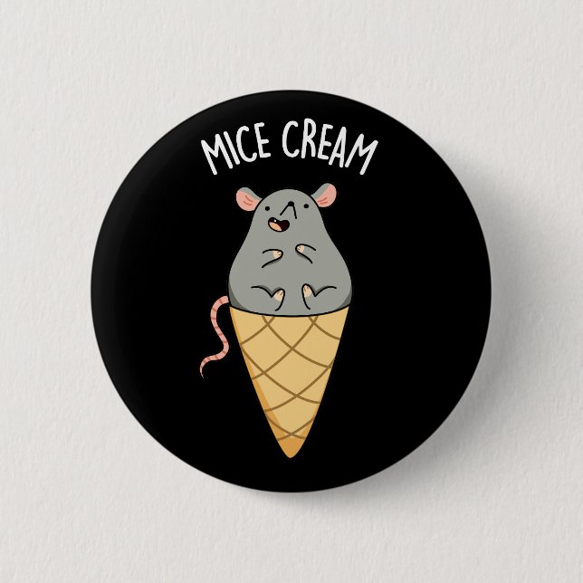 Mice Cream Funny Ice Cream Pun Mörk BG Knapp (Framsida)