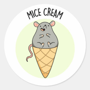 Mice Cream Funny Ice Cream Pun Runt Klistermärke