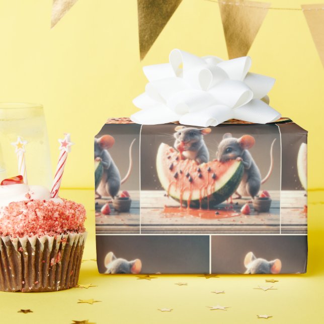 Mice Eating Watermelon Presentpapper (Födelsedagsfest)