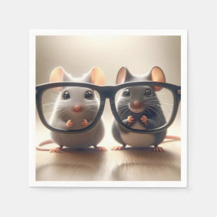Mice Peering från bakom svarta eyeglass Pappersservett