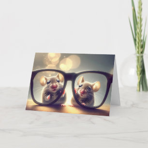 Mice Peering through Glass Birthday Kort