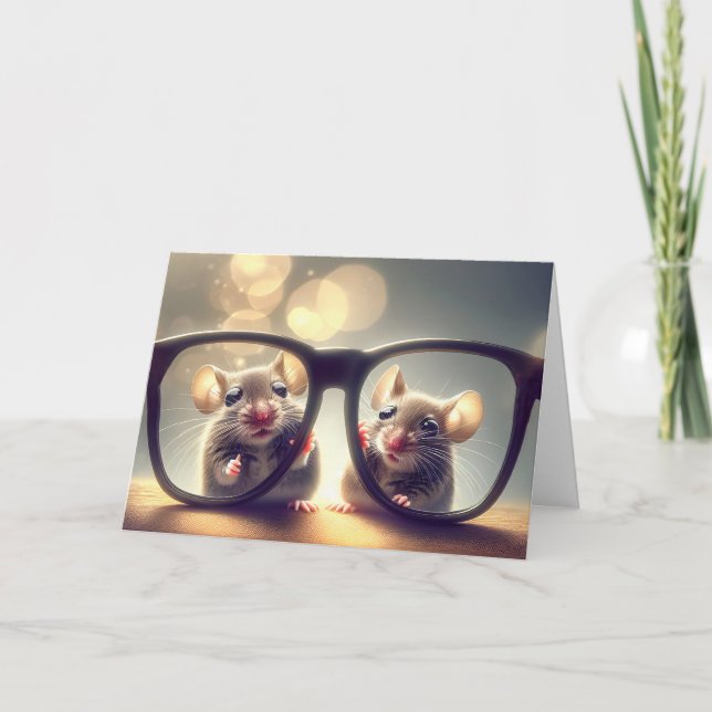 Mice Peering through Glass Birthday Kort (Framsida)