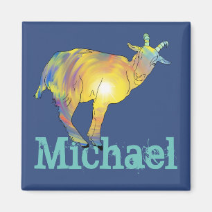 Michael Add Namn Goat Colorful Funky Animal Art Magnet