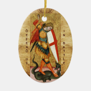 Michael Archangel och Dragon Sienese Prayer Julgransprydnad Keramik