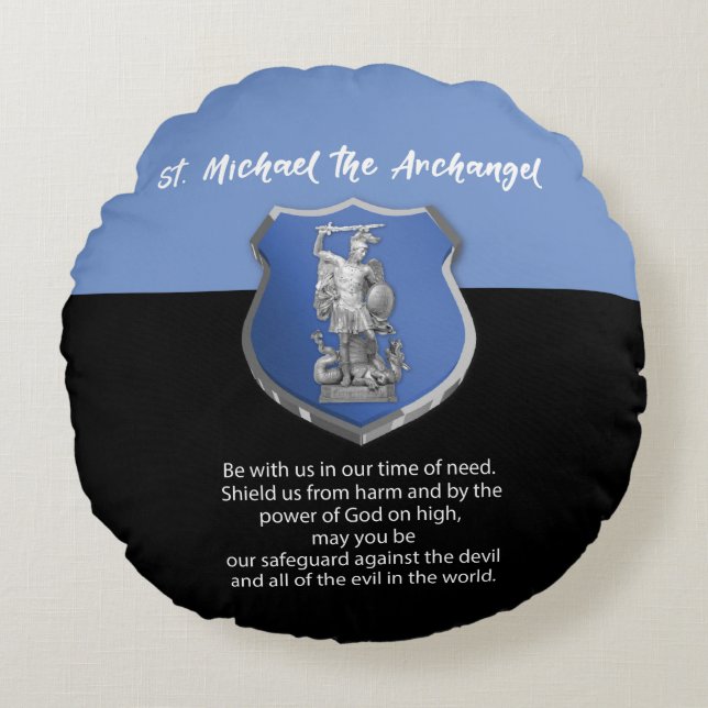 Michael Archangel Prayer tänker på dig Rund Kudde (Framsidan)