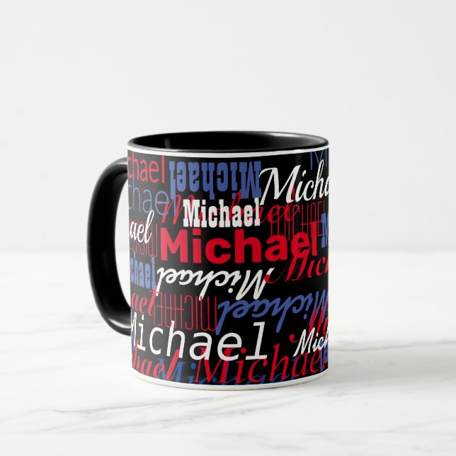 Michael Custom Name Black Mugg (Framsida vänster)