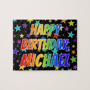 ’MICHAEL’ First Namn, Roligt ’GRATTIS PÅ FÖDELSEDA Pussel