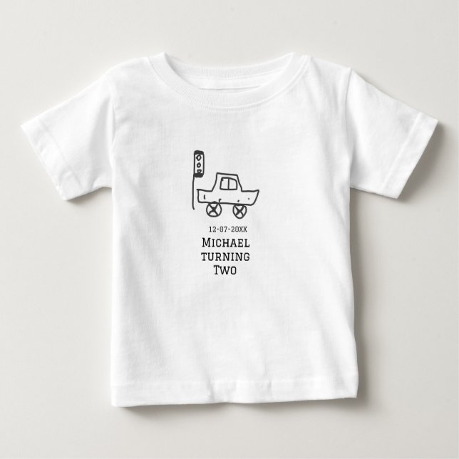 Michael fyller två födelsedag leksaksbil trafiklju t shirt (Framsida)